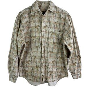 Vintage Mens flannel shirt L western print horse Territory Ahead USA cowboy soft